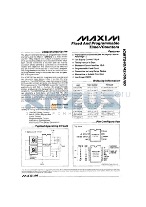 ICM7250C datasheet - Programmable timer/counter