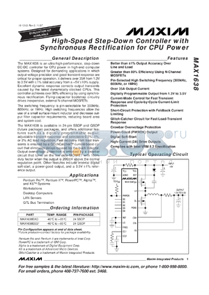 MAX1638EEG datasheet - High-speed step-down controller with synchronous rectification for CPU power