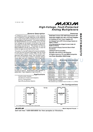 MAX378C/D datasheet - High-voltage, fault-protected analog multiplexer.