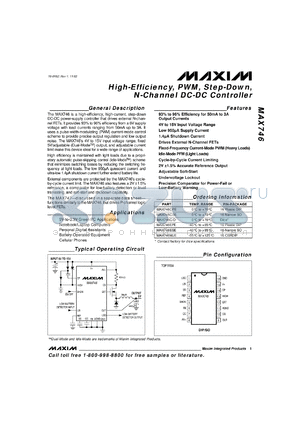 MAX746C/D datasheet - High-efficiency, PWM, step-down, N-channel DC-DC controller