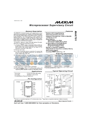 MAX791CASE datasheet - Microprocessor supervisory circuit