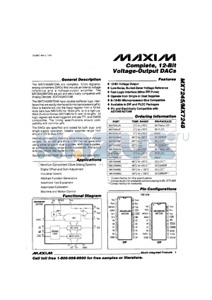 MX7248J/D datasheet - Complete, 12-bit voltage-output DAC.