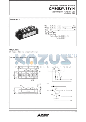 QM30E2Y-H datasheet - 30A - transistor module for medium power switching use, insulated type
