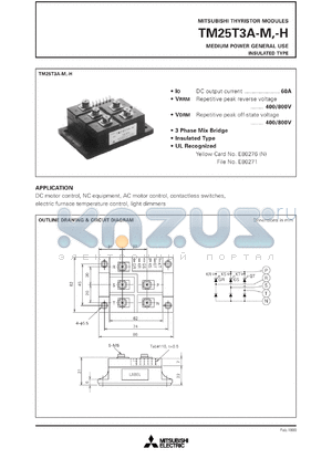 TM25T3B-M datasheet - 60A - transistor module for medium power general use, insulated type