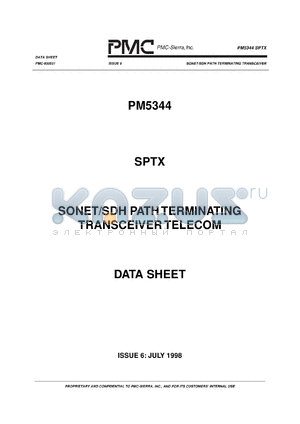 PM5344-RI datasheet - Sonet/SDH path terminating transceiver telecom