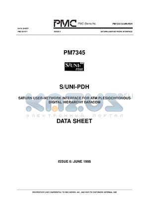 PM7345-QI datasheet - Saturn user-network interface for ATM plesiochronous digital hierarchy datacom