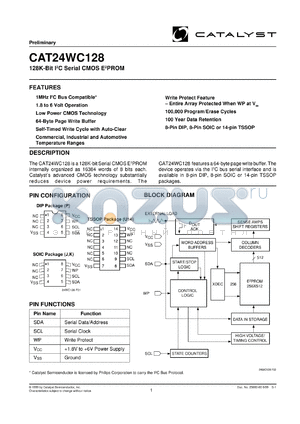 CAT24WC128K-TE13 datasheet - 2.5V-6.0V 128K-bit IIC serial CMOS EEPROM