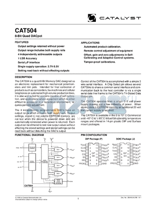 CAT504P-TE13 datasheet - 8-bit  quad DACpot