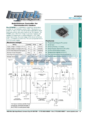 HY5650 datasheet - Subminiature controller for thermoelectric cooler