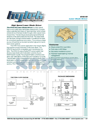 HY6110 datasheet - 200mA High speed laser diode driver