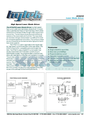 HY6210 datasheet - 200mA High speed laser diode driver