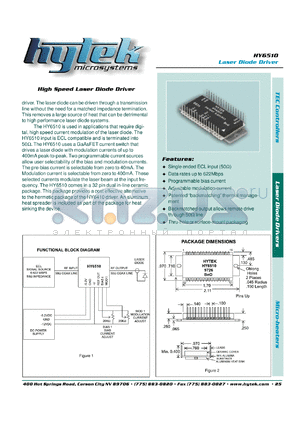 HY6510 datasheet - 400 mA High speed laser diode driver