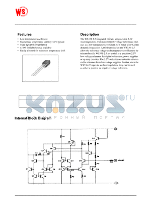 WS336Z-2.5 datasheet - Programmable shunt regulator. 2.5V