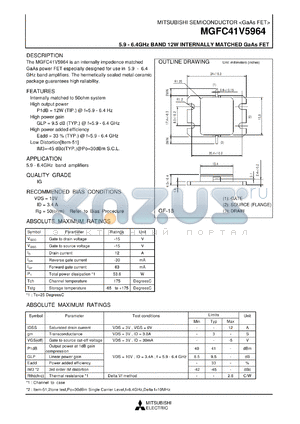 MGFC41V5964A datasheet - 5.9-6.4GHz band 12W internally matched GaAs FET