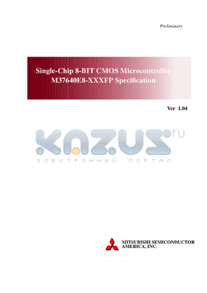 M37640E8-XXXFP datasheet - Single-chip 8-bit CMOS microcontroller