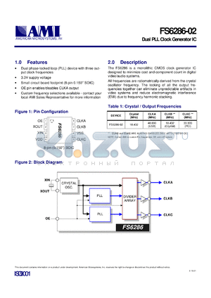 FS6286-02 datasheet - Dual PLL clock generator IC