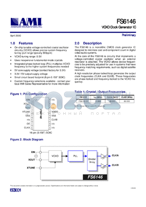 FS6146-01 datasheet - VCXO clock generator IC