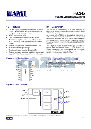 FS6345-02 datasheet - Triple PLL VCXO clock generator IC