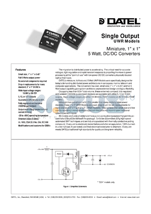 UWR-15/335-D24 datasheet - 15V Miniature, 5W, DC/DC converter