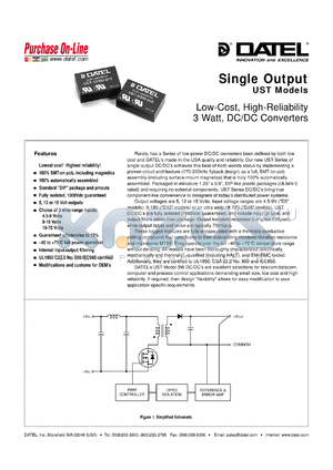 UST-5/500-D12 datasheet - 5V  3W, single output DC/DC converter