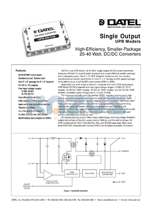 UPB-12/3.3-D48 datasheet - 12V  25-40W, single output DC/DC converter