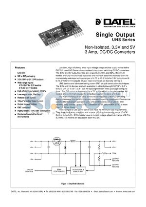 UNS-3.3/3-D5D datasheet - 3.3V  Non-isolated, 10-15W, single output DC/DC converter