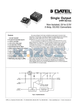 UNR-2.5/2-D5 datasheet - Non-isolated, 5W, single output DC/DC converter