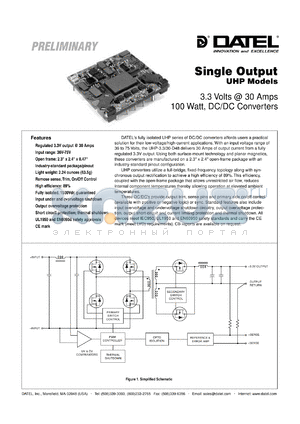 UHP-3.3/30-D48S datasheet - 3.3V 30A, single output DC/DC converter