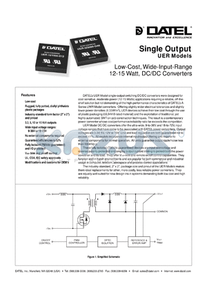 UER-5/3000-D12 datasheet - 5V 12-15W, single output DC/DC converter