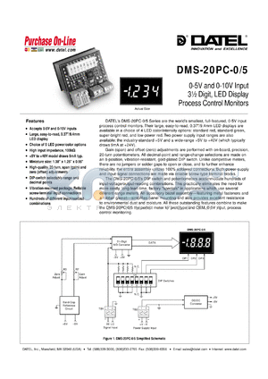 DMS-20PC-0/5-24RL datasheet - 5V 3 1/2 digit, LED display process control monitor
