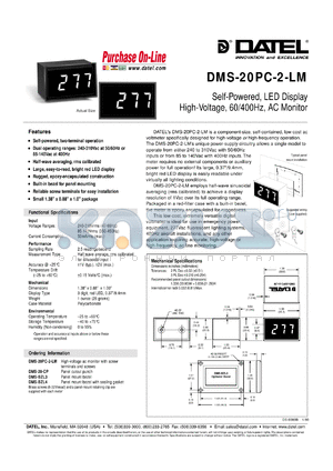 DMS-20PC-2-LM datasheet - Self-powered, LED display high-voltage, 60/400Hz,  AC monitor