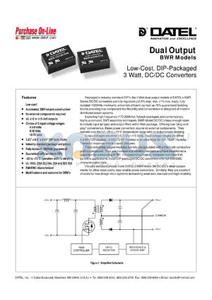 BWR-15/100-D48 datasheet - 15V    3W, dual output  DC/DC converter
