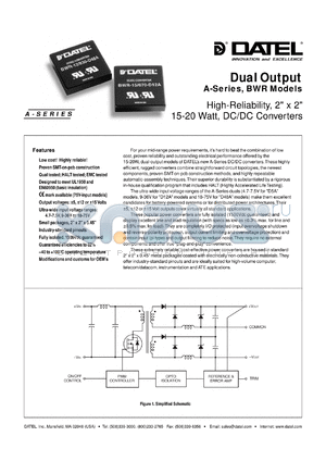 BWR-5/1500-D5A datasheet - 5V   15-20W, dual output DC/DC converter