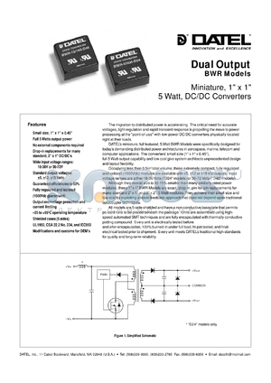 BWR-15/165-D48 datasheet - 15V   Miniature, 5W  DC/DC converter