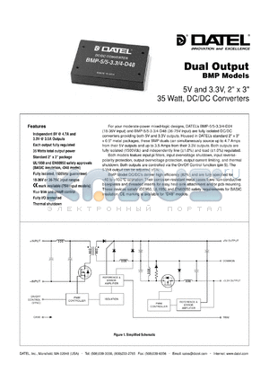 BMP-5/5-3.3/4-D48S datasheet - 5V and 3.3V,  35W, dual output DC/DC converter