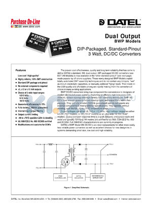 BWP-15/85-D5 datasheet - 15V   3W, dual output DC/DC converter