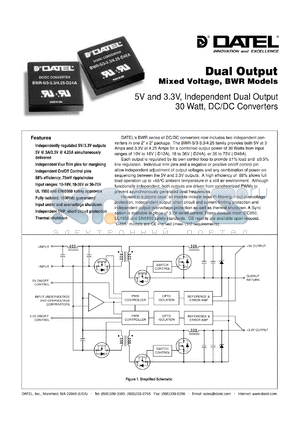 BWR-5/3-3.3/4.25-D24AS datasheet - 5V and 3.3V, 30W, dual output,mixed voltage DC/DC converter