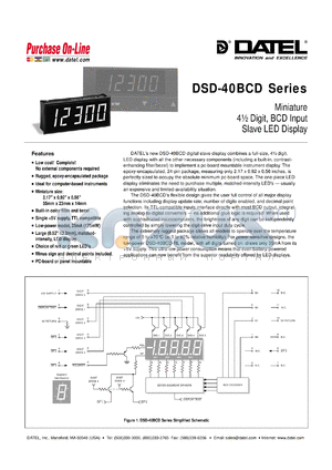 DMS-40BCD-RL datasheet - Miniature 4 1/2 digit, BCD input slave LED display