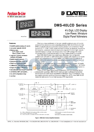 DMS-40LCD-2/3-9 datasheet - 20V/200V  4 1/2 digit, LCD display low-power, miniature digital panel voltmeter