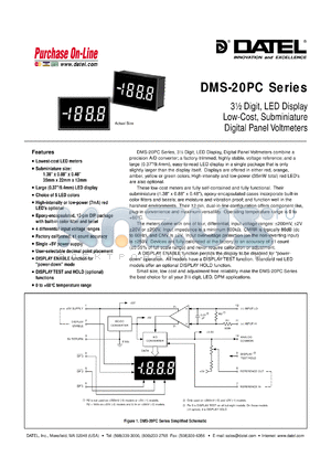 DMS-20PC-2-AS datasheet - 20V  3 1/2 digit, LED display low-cost, subminiature digital panel voltmeter