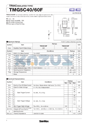 TMG5C40F datasheet - 400V triac (isolated type)