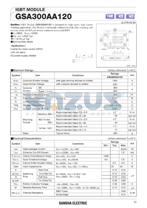 GSA300AA120 datasheet - 1200V  IGBT module