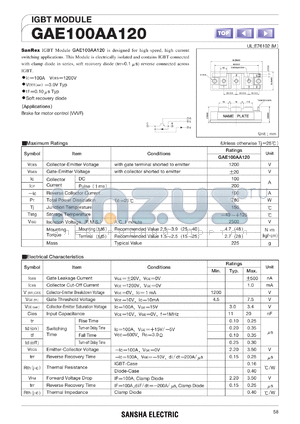 GAE100AA120 datasheet - 1200V IGBT module