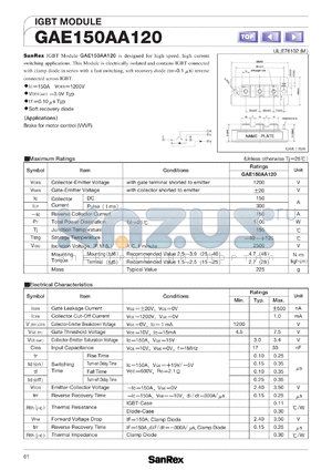 GAE150AA120 datasheet - 1200V IGBT module