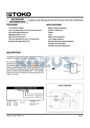 TK65860STL datasheet - 6.0V  CMOS LDO regulator with high active control