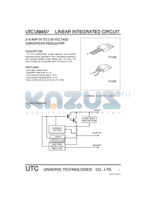 UTCU585 datasheet - 3-8 AMP 5V to 3.3V voltage conversion regulator