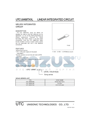 UTCUM66T05L datasheet - Melody integrated circuit