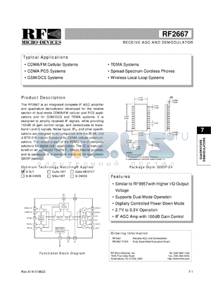 RF2667PCBA datasheet - Receive AGC and demodulator