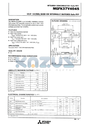 MGFK374045 datasheet - 14.0-14.5GHz band 5W internally matched GaAs fet