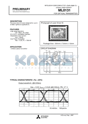 ML0131 datasheet - Laser driver IC for optical transmitter